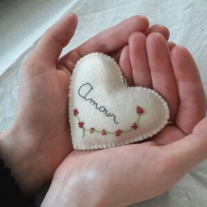 Le kit du cœur brodé Amour , un kit broderie Pique & Colegram